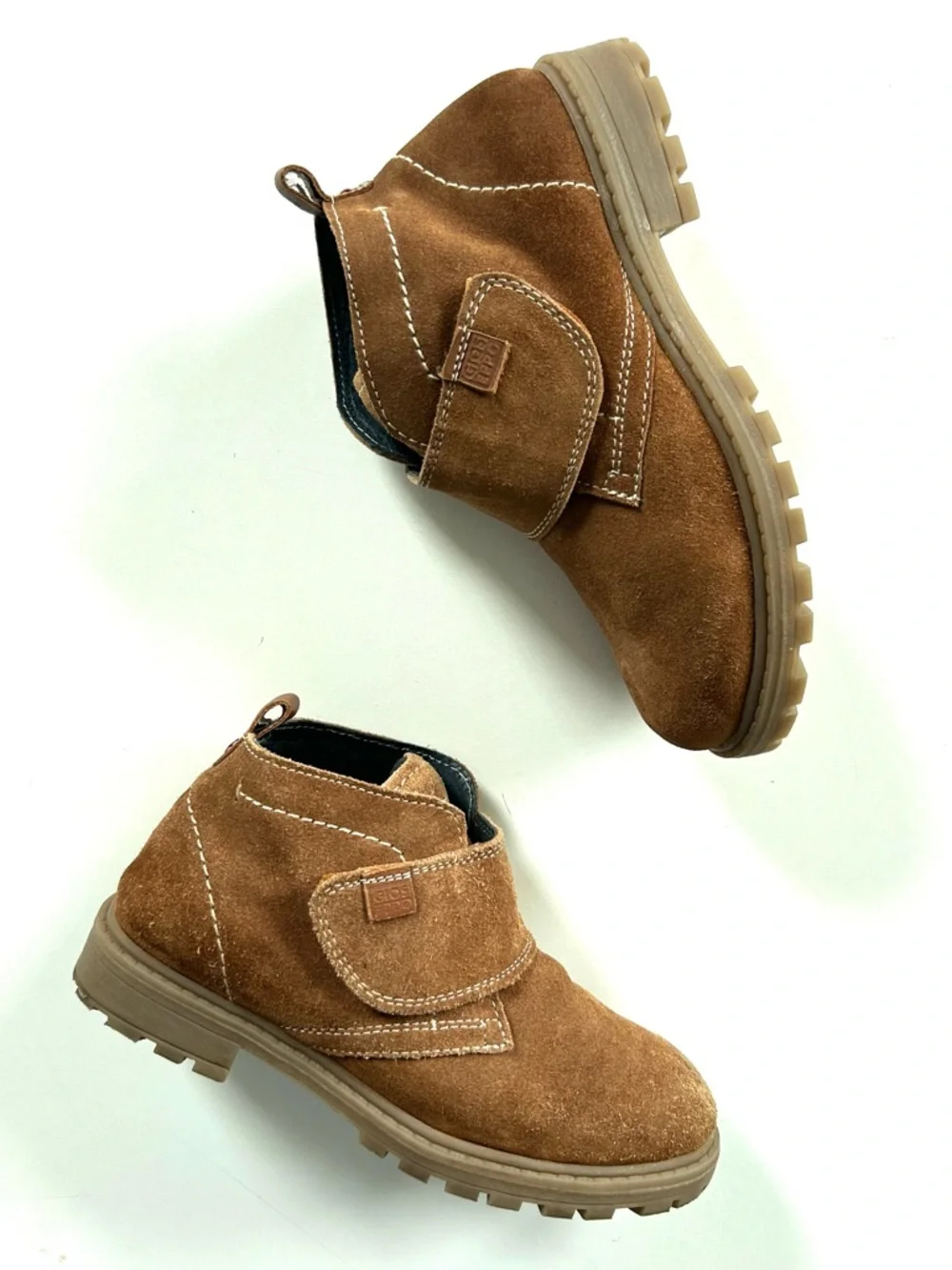 Gioseppo Tan Brown Genuine Leather Suede Wide Velcro Foot Strap Chukka Boots